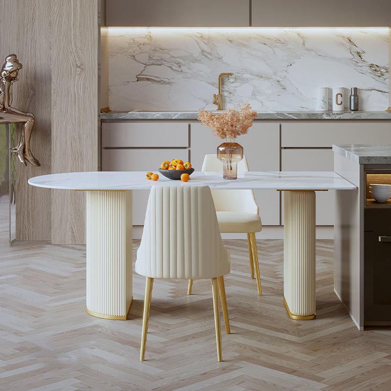 Metal Traditional Luxury Table Free Form Marble Top Table for Home