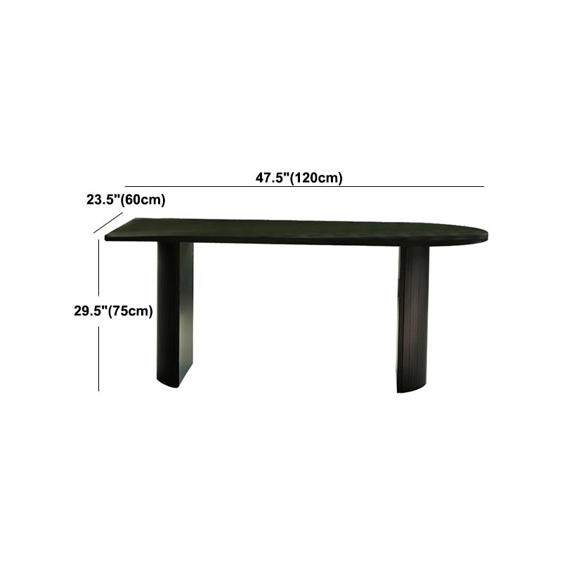 Free Form Black Dining Table Wood Table Contemporary with Double Pedestal