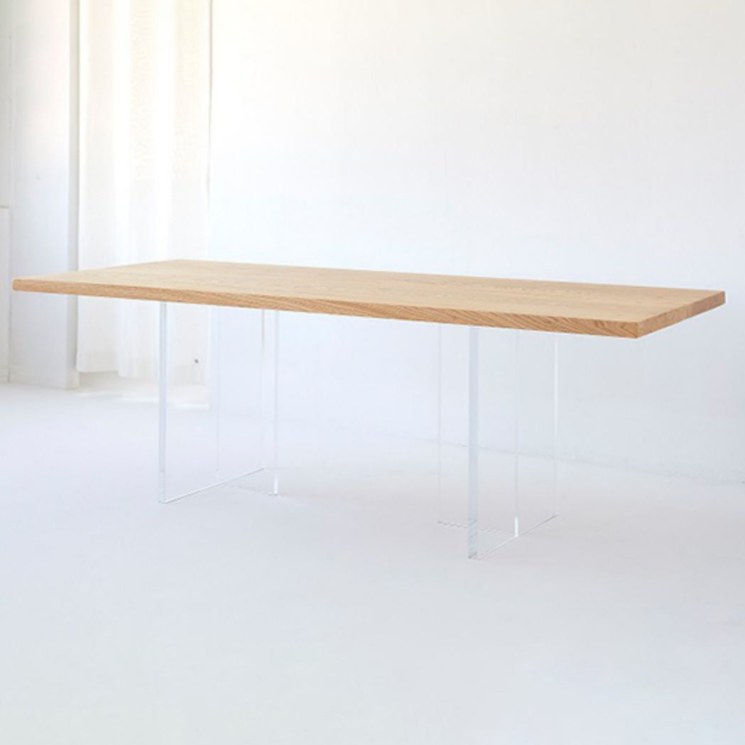 Pine Wood Top Dining Table Traditional Luxury Table with Sled Base