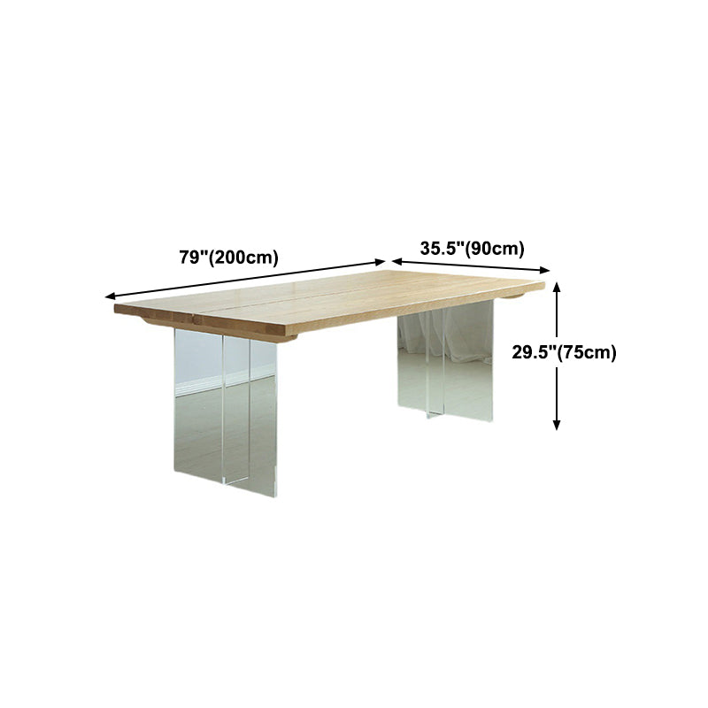 Pine Wood Top Dining Table Traditional Luxury Table with Sled Base