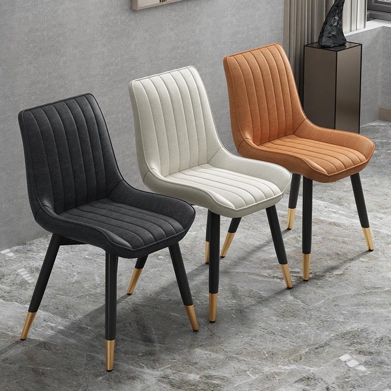 Glam Faux Leather Dining Chair Parsons Chair in Matte Finish for Home