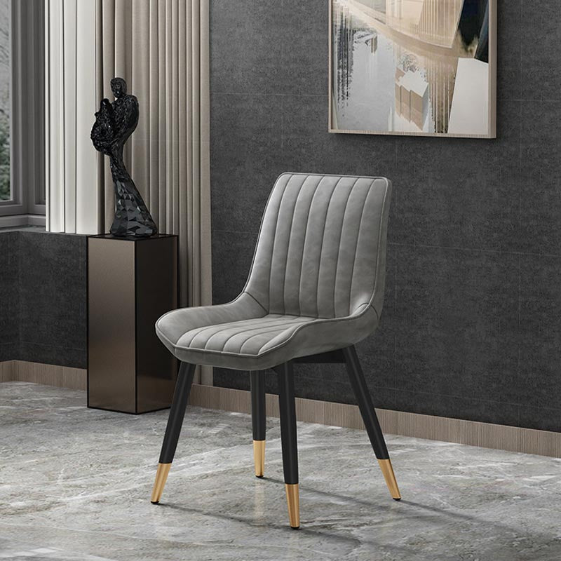 Glam Faux Leather Dining Chair Parsons Chair in Matte Finish for Home
