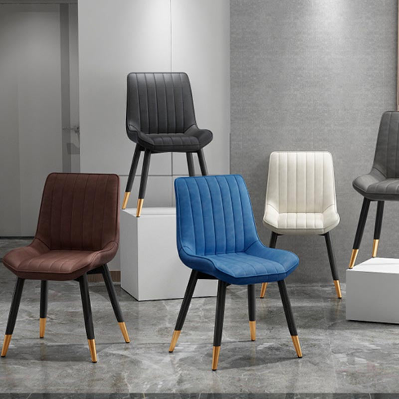 Glam Faux Leather Dining Chair Parsons Chair in Matte Finish for Home