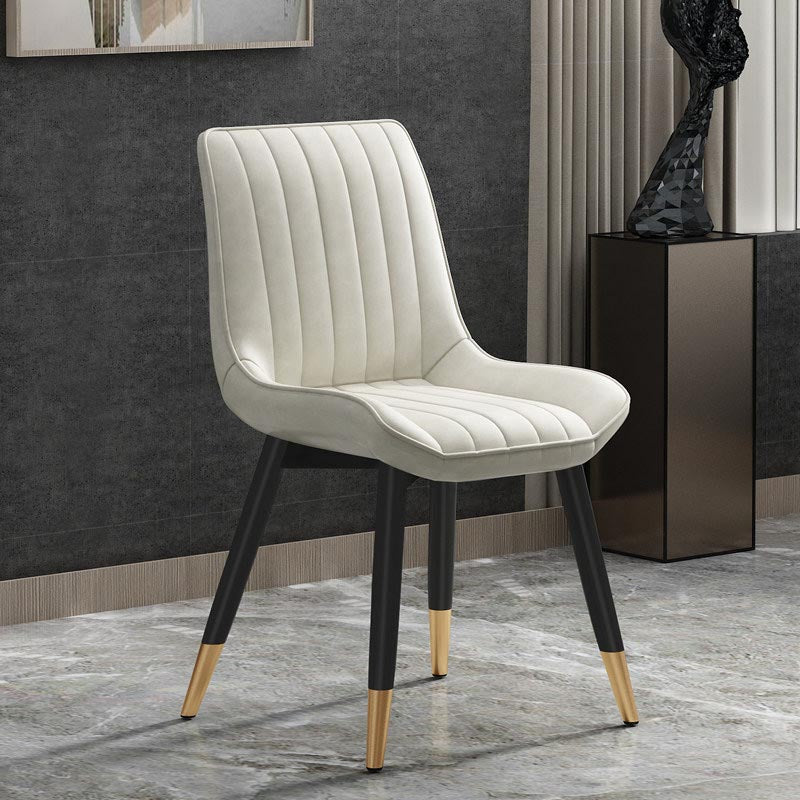 Glam Faux Leather Dining Chair Parsons Chair in Matte Finish for Home