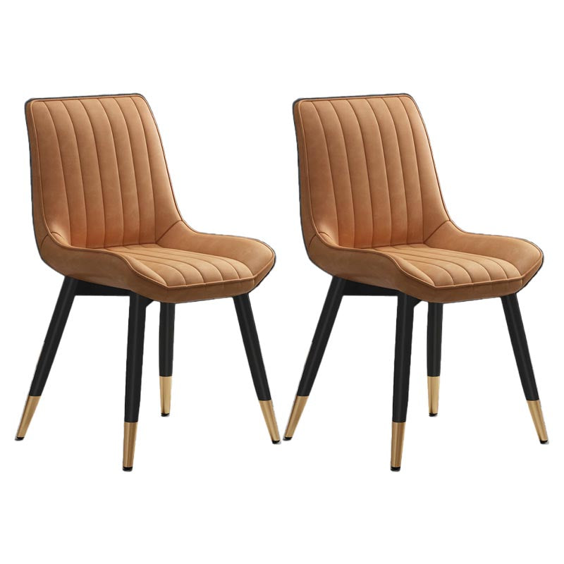 Glam Faux Leather Dining Chair Parsons Chair in Matte Finish for Home