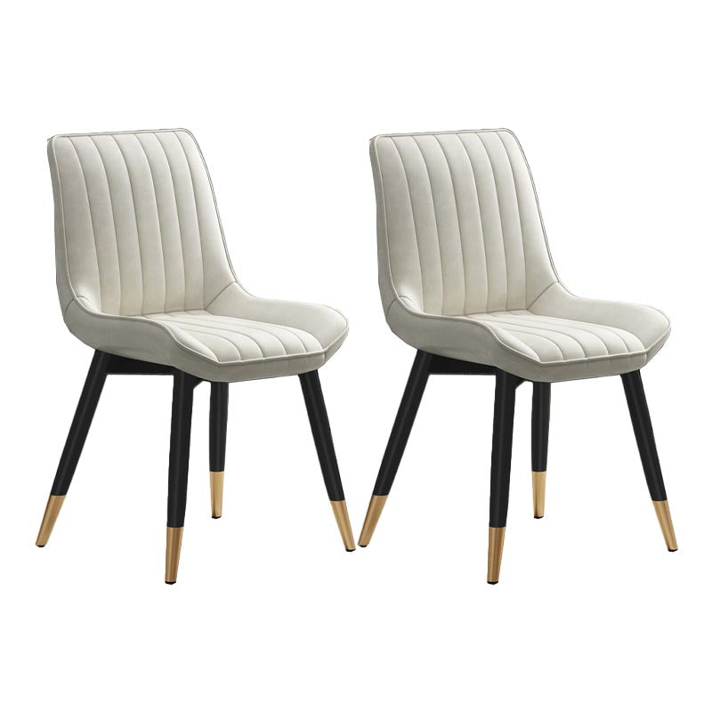 Glam Faux Leather Dining Chair Parsons Chair in Matte Finish for Home