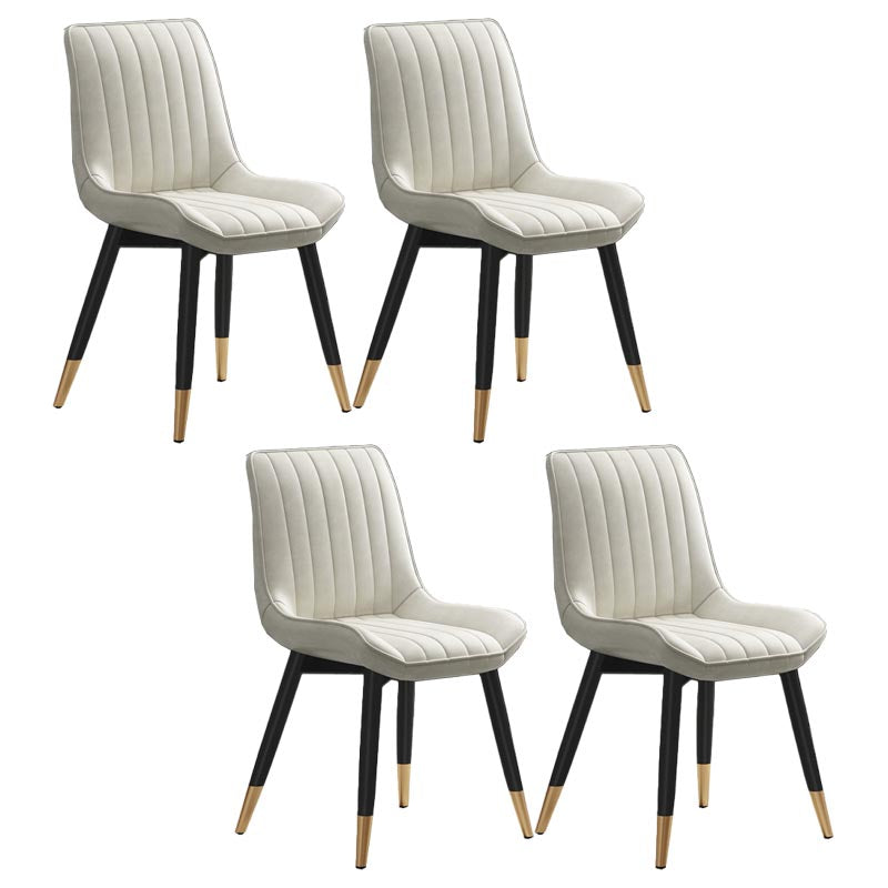 Glam Faux Leather Dining Chair Parsons Chair in Matte Finish for Home