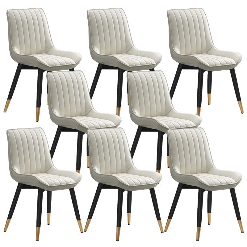 Glam Faux Leather Dining Chair Parsons Chair in Matte Finish for Home