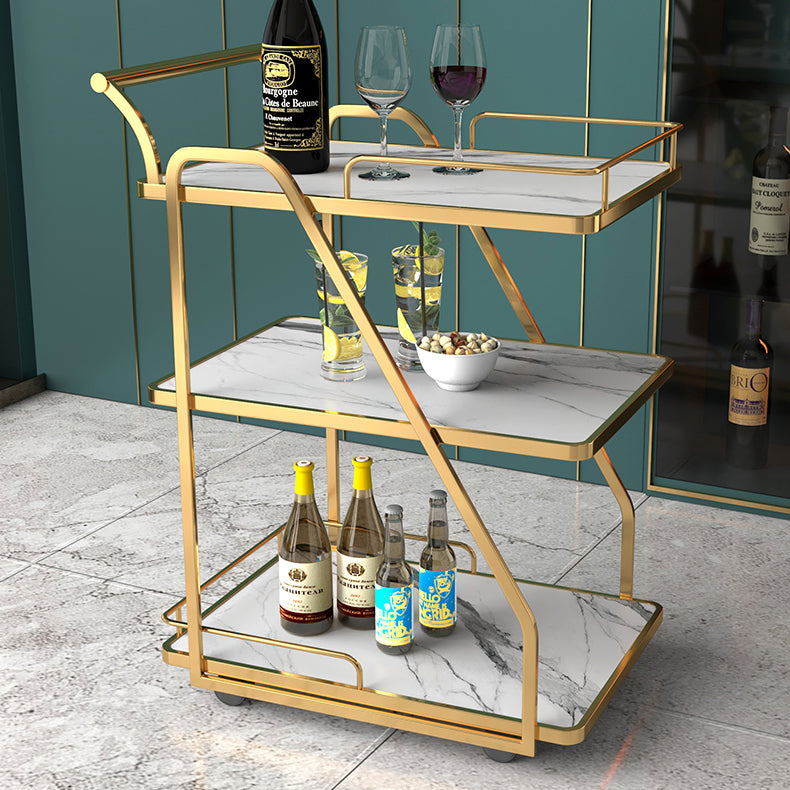 33.07"H Rolling Modern Prep Table Metal Rectangular Prep Table for Home Use