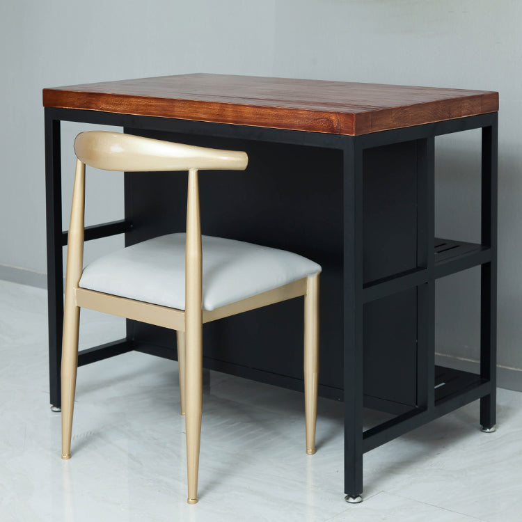 Industrial Stationary Kitchen Island table Wood Rectangular Kitchen Island table