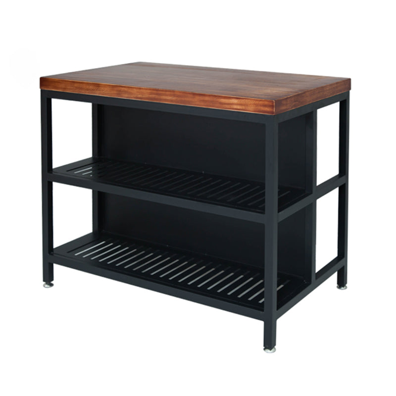 Industrial Stationary Kitchen Island table Wood Rectangular Kitchen Island table