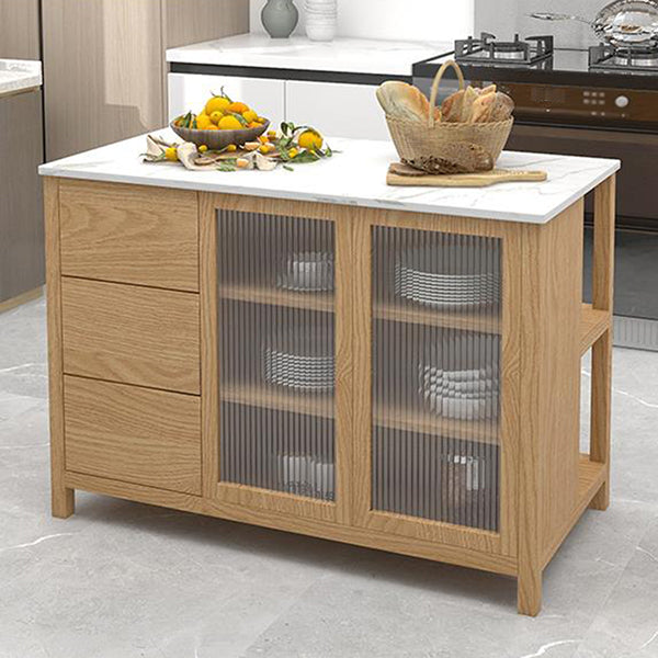 Traditional Stationary Kitchen Island table Wood Kitchen Island table with Drawer