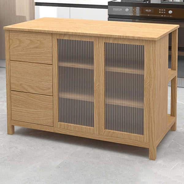 Traditional Stationary Kitchen Island table Wood Kitchen Island table with Drawer