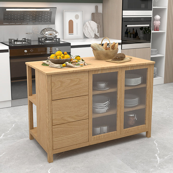 Traditional Stationary Kitchen Island table Wood Kitchen Island table with Drawer