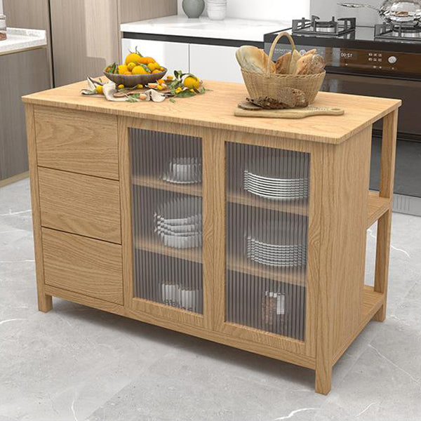 Traditional Stationary Kitchen Island table Wood Kitchen Island table with Drawer