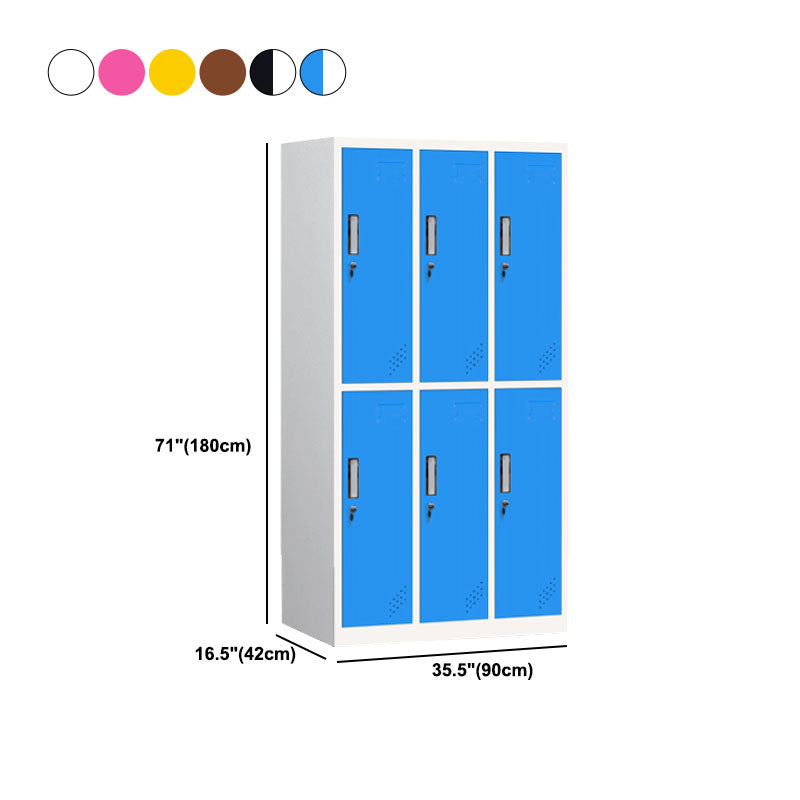 Contemporary Wardrobe 6-Door Metal Wardrobe Closet, 35.43" D x 16.53" W x 70.87" H