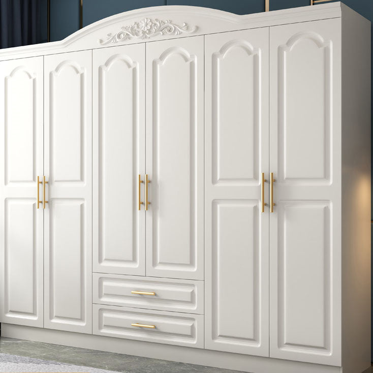 French Country Wardrobe White Colour Wooden Wardrobe Closet With 2 Drawers