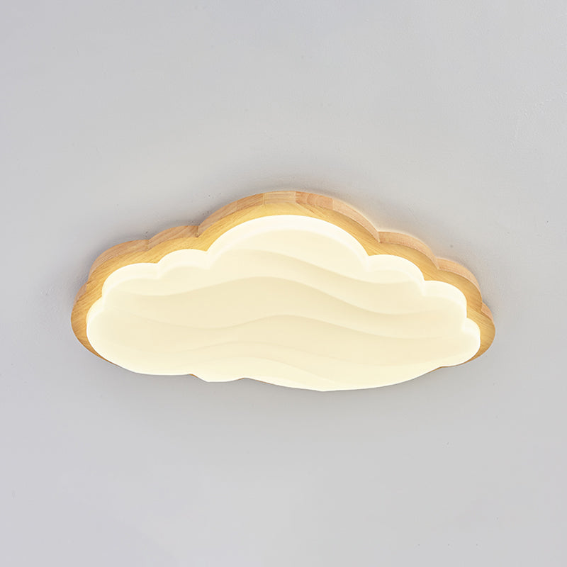 Modern Style Cloud Flush Light Wood Ceiling Mounted Light for Bedroom
