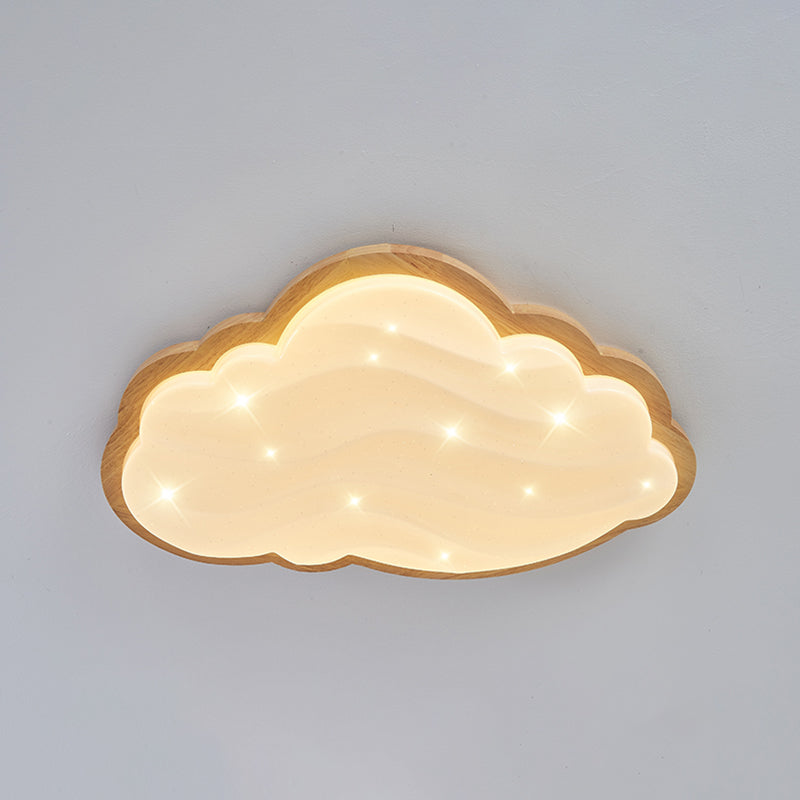 Modern Style Cloud Flush Light Wood Ceiling Mounted Light for Bedroom