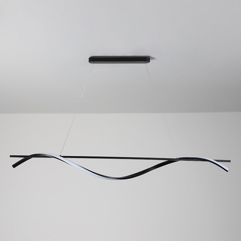 Simple Linear Hanging Island Light Metal Hanging Lighting Fixture for Sitting Room