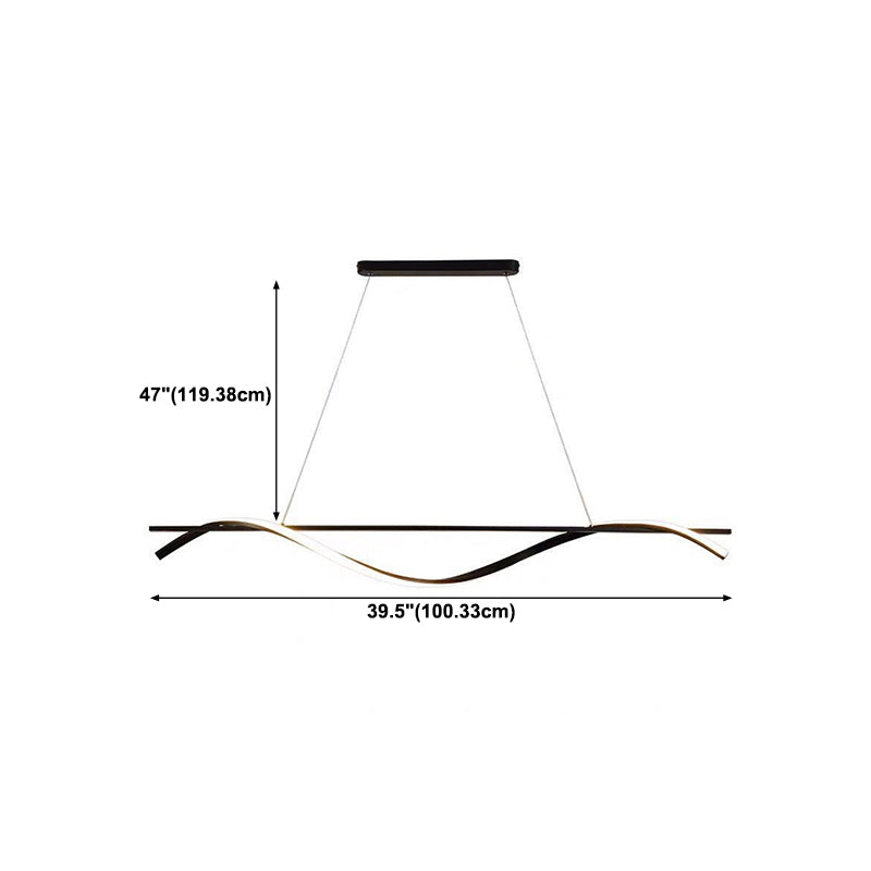 Simple Linear Hanging Island Light Metal Hanging Lighting Fixture for Sitting Room