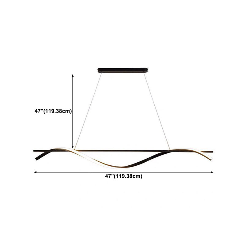 Simple Linear Hanging Island Light Metal Hanging Lighting Fixture for Sitting Room
