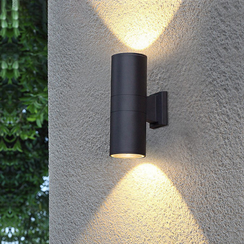 2 Light Cylindrical Wall Sconce Modern Style Metal Wall Lighting for Outdoor