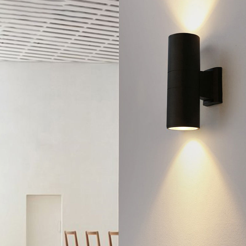 2 Light Cylindrical Wall Sconce Modern Style Metal Wall Lighting for Outdoor