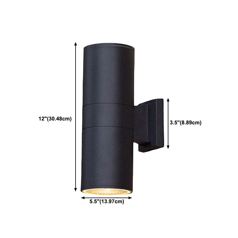 2 Light Cylindrical Wall Sconce Modern Style Metal Wall Lighting for Outdoor