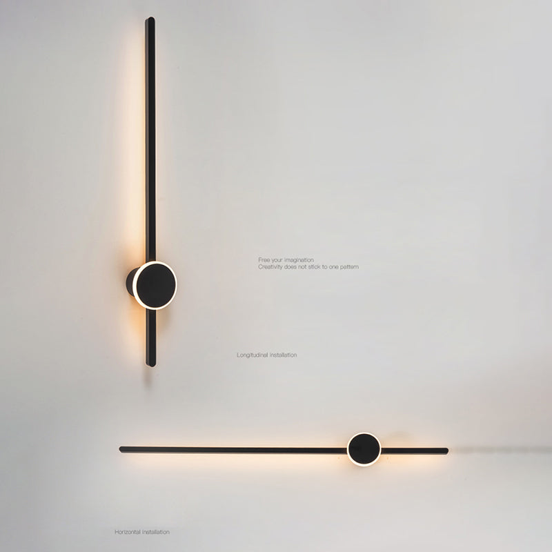 Metal Linear Shape Wall Light Modern Style 2 Lights Wall Mounted Light in Black