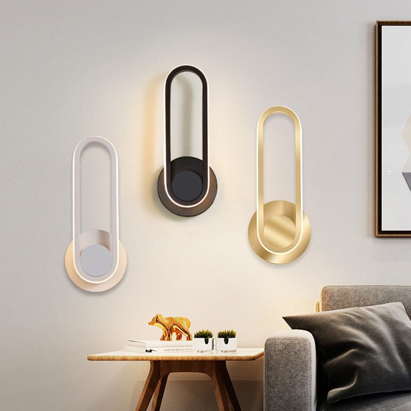 1-Light Oval Wall Mount Light Modern Style Metal Wall Sconce Lights
