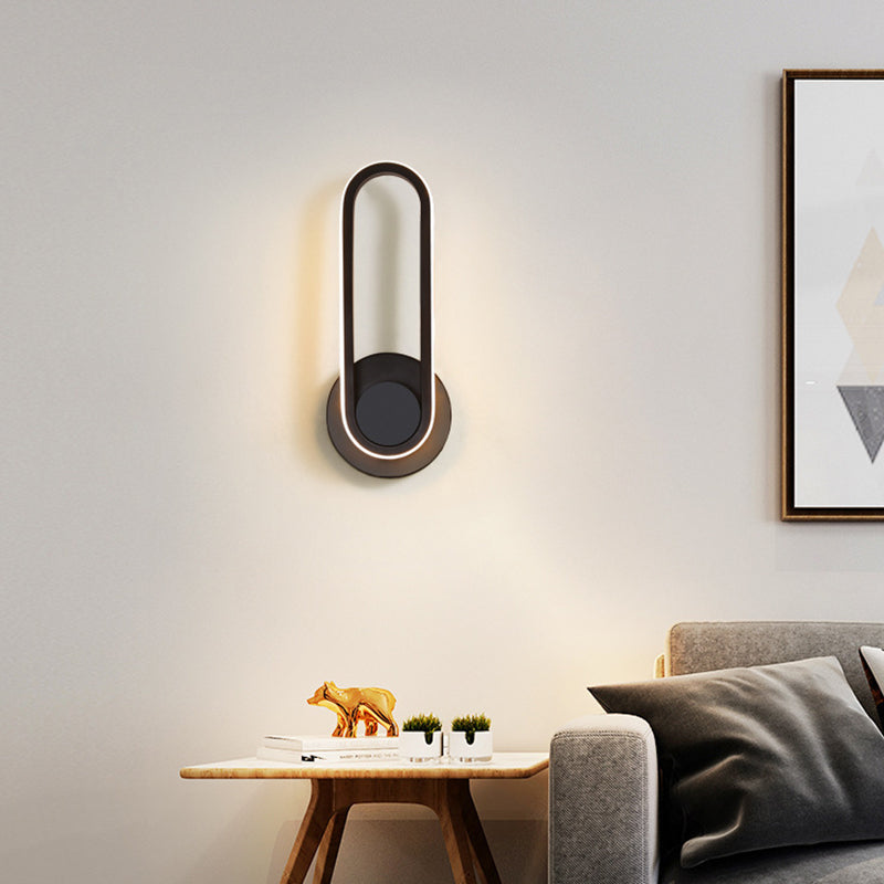 1-Light Oval Wall Mount Light Modern Style Metal Wall Sconce Lights