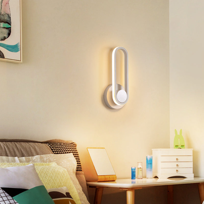 1-Light Oval Wall Mount Light Modern Style Metal Wall Sconce Lights