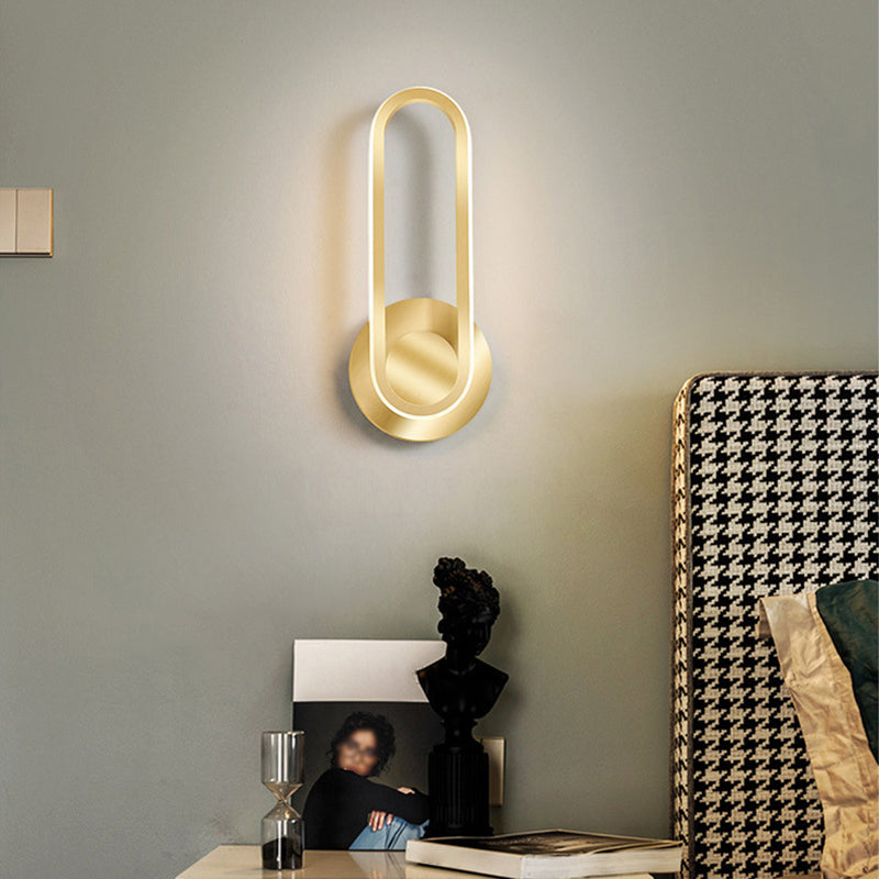 1-Light Oval Wall Mount Light Modern Style Metal Wall Sconce Lights