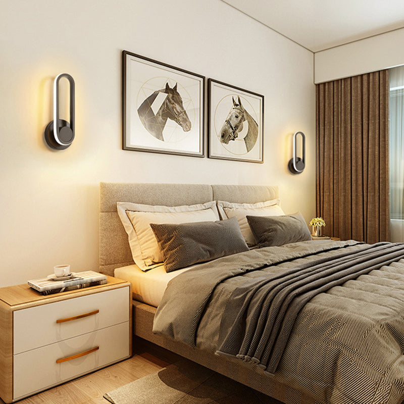 1-Light Oval Wall Mount Light Modern Style Metal Wall Sconce Lights