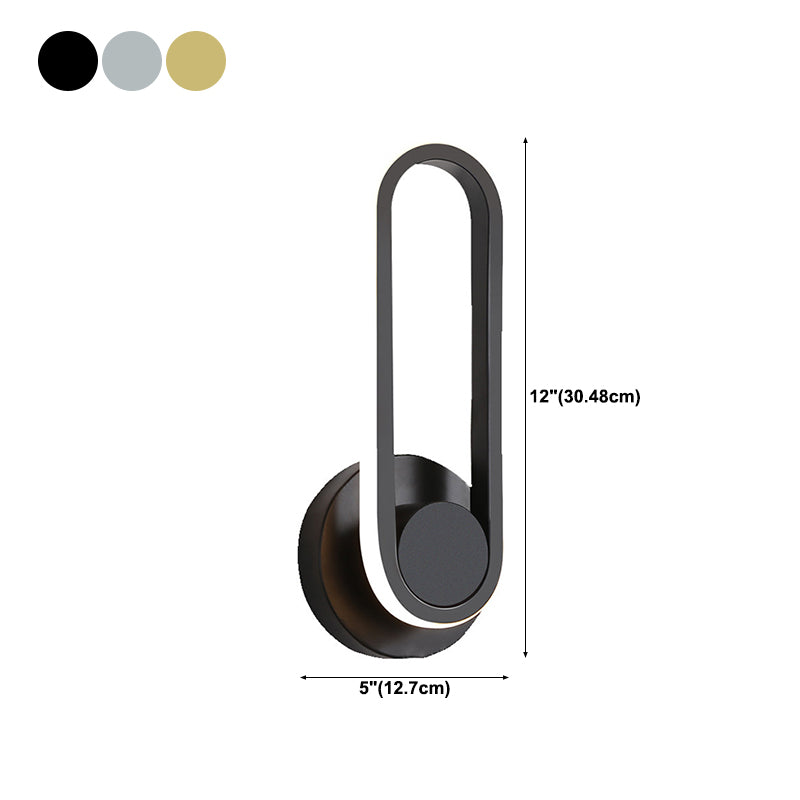 1-Light Oval Wall Mount Light Modern Style Metal Wall Sconce Lights
