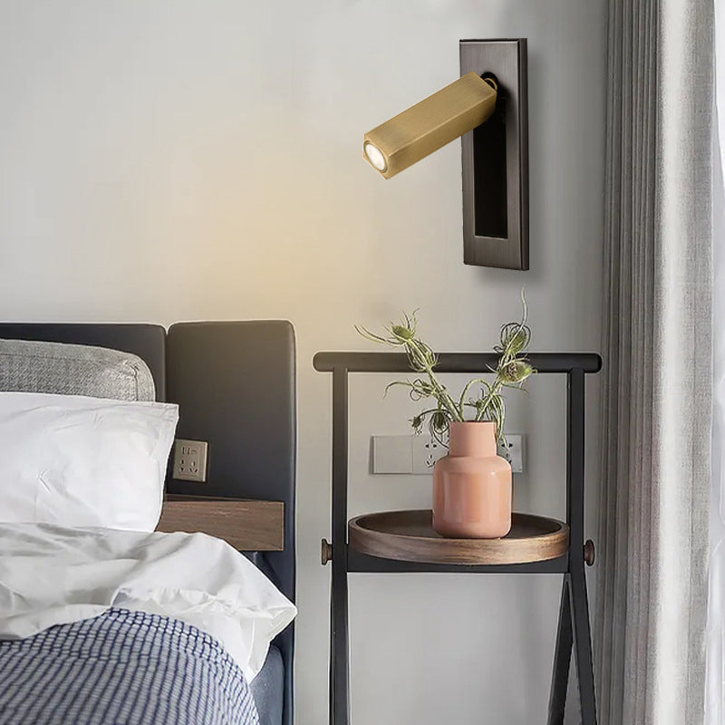 1-Light Rectangle Wall Mount Light Modern Style Metal Wall Sconce Lights