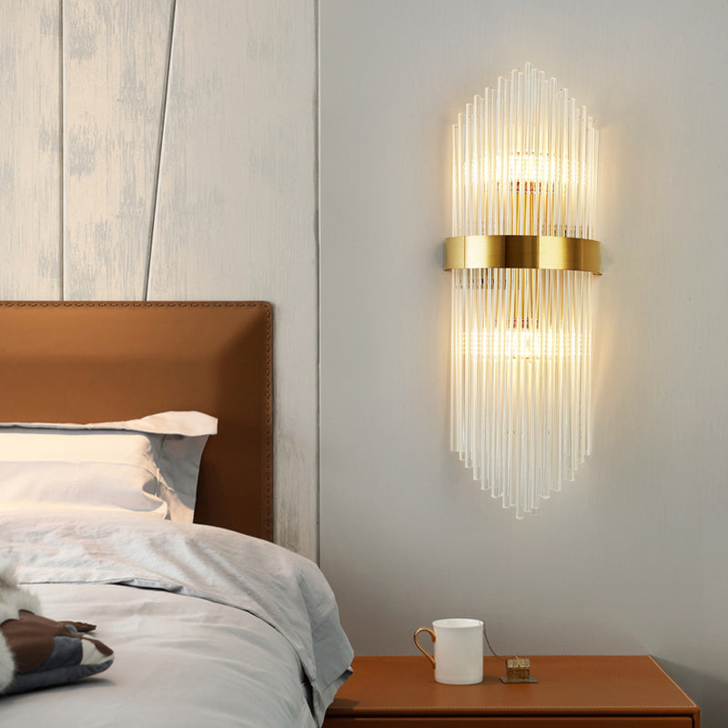 Crystal Geometry Shape Wall Lights Modern Style 2 Light Wall Sconce for Bedroom