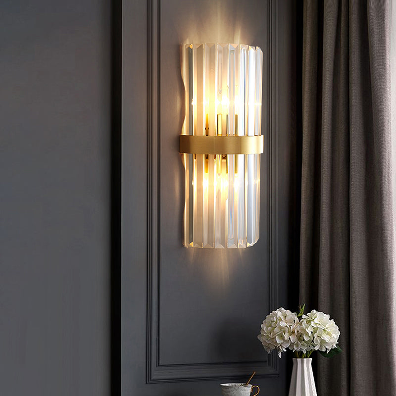 Crystal Geometry Shape Wall Lights Modern Style 2 Light Wall Sconce for Bedside