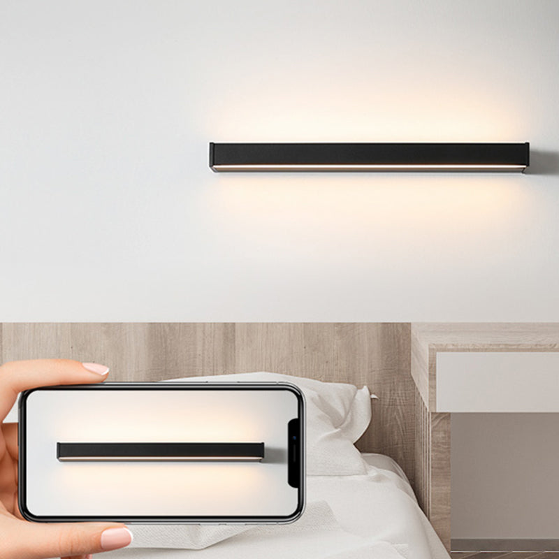 1-Light Linear Wall Mount Light Modern Style Metal Wall Mount Lighting in Black