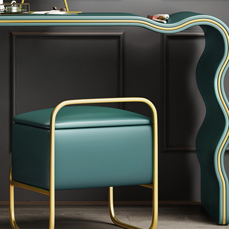 3 Drawers Make-up Vanity Set, 28.74" H Leather Vanity with Stool & Mirror