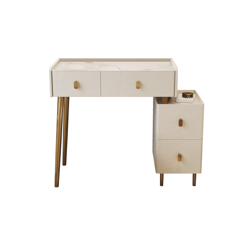 2/4-Drawer Vanity Makeup Table Set Vanity Stool - 15.57" D x 30.71" H Vanity White