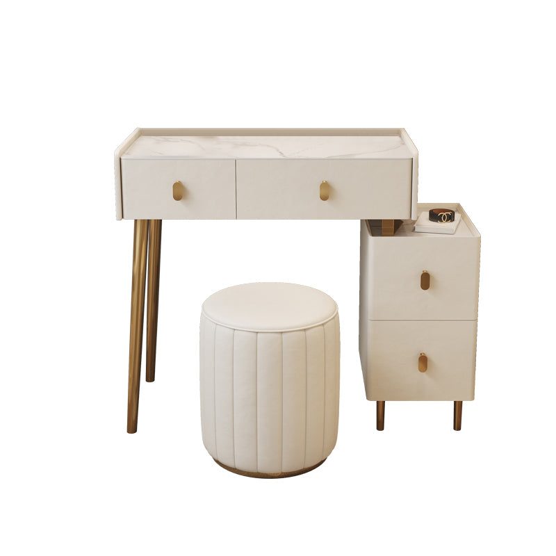 2/4-Drawer Vanity Makeup Table Set Vanity Stool - 15.57" D x 30.71" H Vanity White