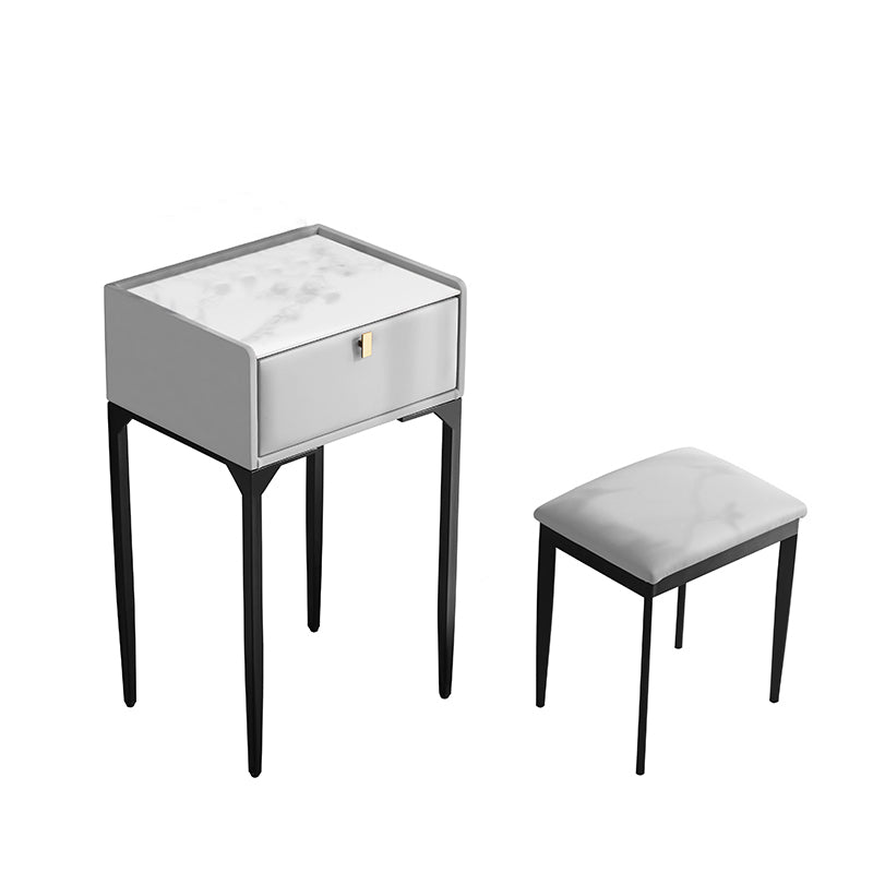 Wood/Stone Vanity Set with Stool, 1 Drawer Modern Dresser - 30.7" H