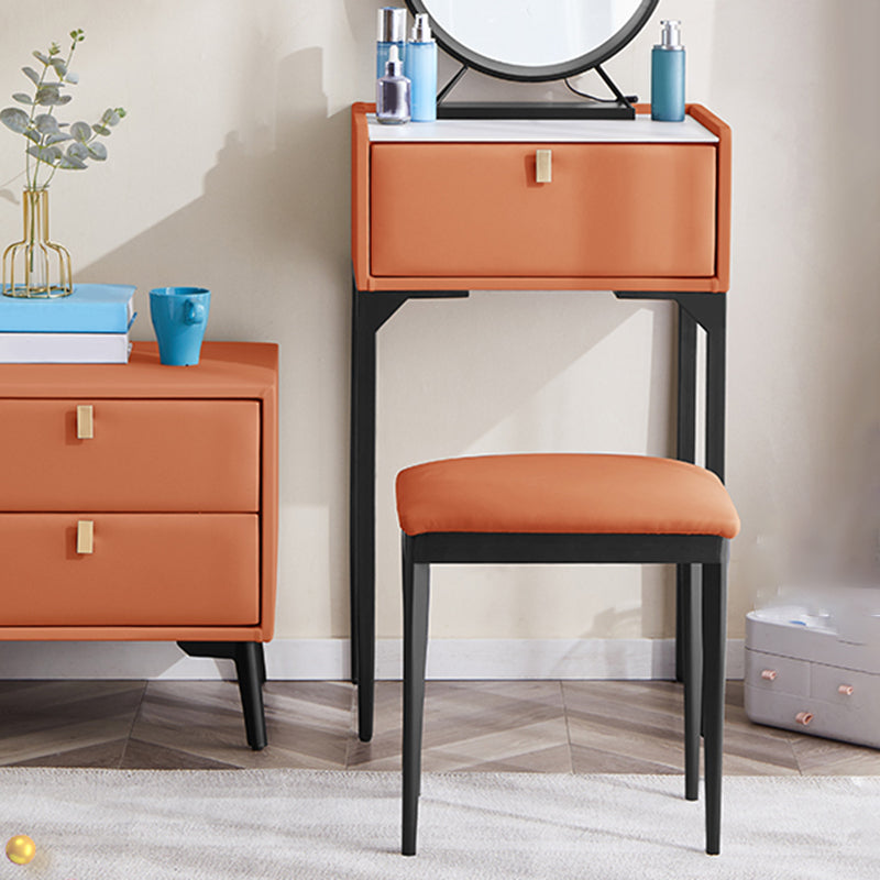 Wood/Stone Vanity Set with Stool, 1 Drawer Modern Dresser - 30.7" H