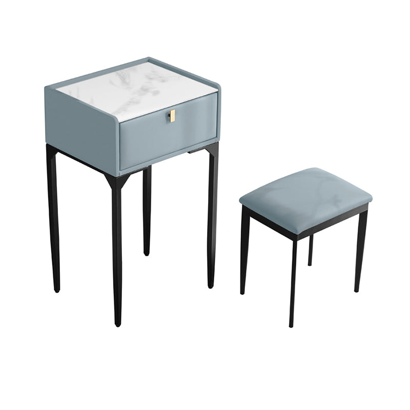 Wood/Stone Vanity Set with Stool, 1 Drawer Modern Dresser - 30.7" H