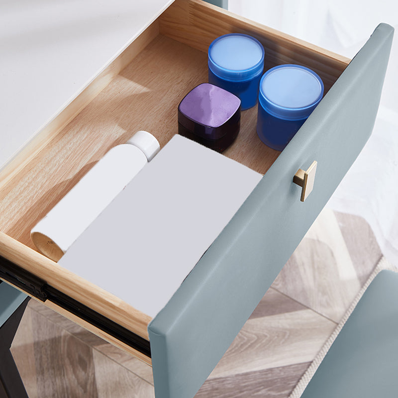 Wood/Stone Vanity Set with Stool, 1 Drawer Modern Dresser - 30.7" H