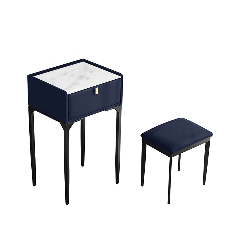 Wood/Stone Vanity Set with Stool, 1 Drawer Modern Dresser - 30.7" H