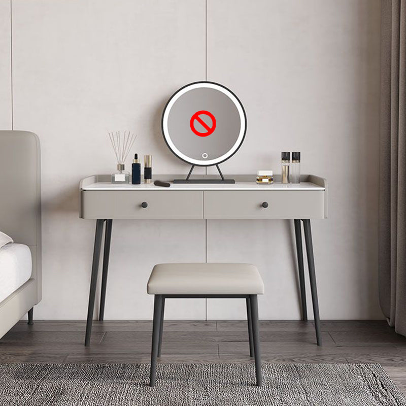 Modern White Stone Vanity Makeup Dressing Table Stool Set - 31.5"/39.37"/47.24" W