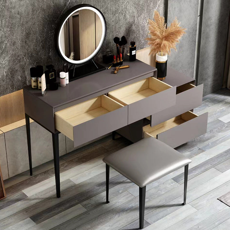 Gray Wooden Vanity, 31.5"/39.4" Wide Makeup Vanity Set with Stool